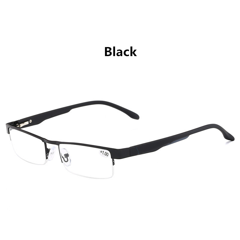 Higodoy Metall Lesebrille Männer Frauen Brillen Klare Linse Presbyopie + 1,0: +400 / Schwarz