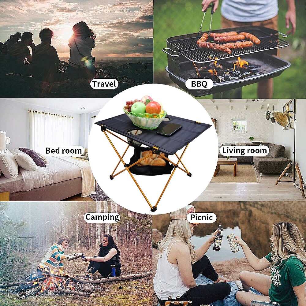 Faltbare Angeln Tisch Ultraleicht Oxford Tuch Tisch Camping Tisch Faltbare Tragbare mit Tasse Halfter für Camping, Wandern