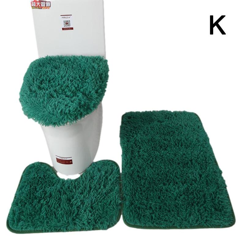 3 Stks/set Kleur Badkamer Mat Set Rechthoek Pluizige Haren Bad Tapijten Moderne Wc Deksel Cover Tapijten Kit Badkamer Accessoires: Green