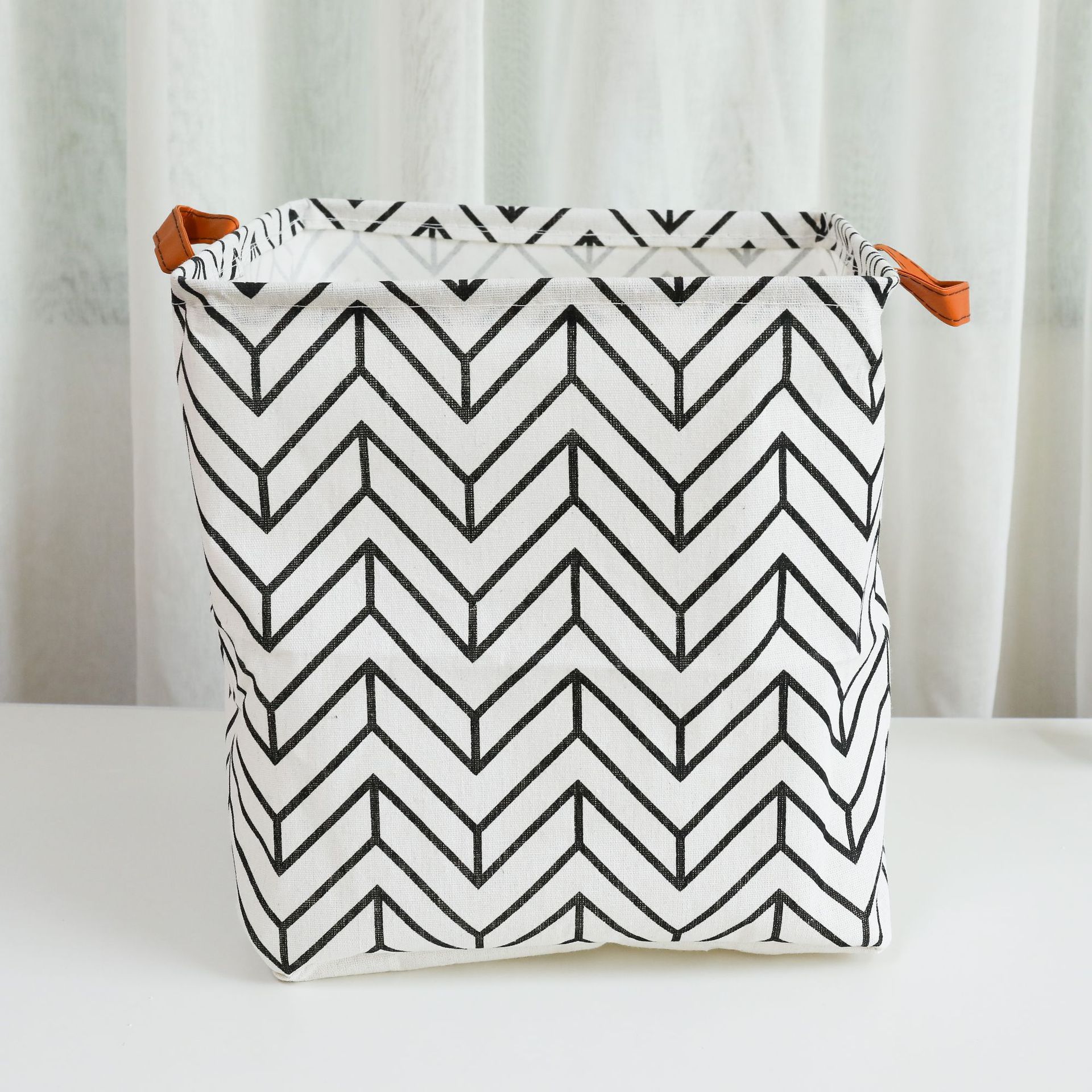 Foldable Sundries Laundry Basket Cute Printing Cosmetics Container Cotton Linen Storage Basket Desktop Organizer: E