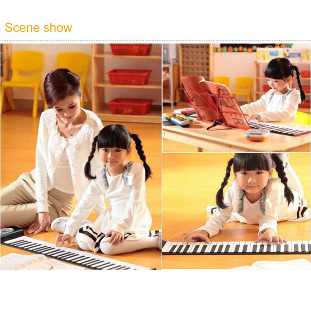 Flexible Piano 61 Keys Electronic Piano Keyboard Silicon Roll Up Piano Sustain Function USB Port with Loud Speaker