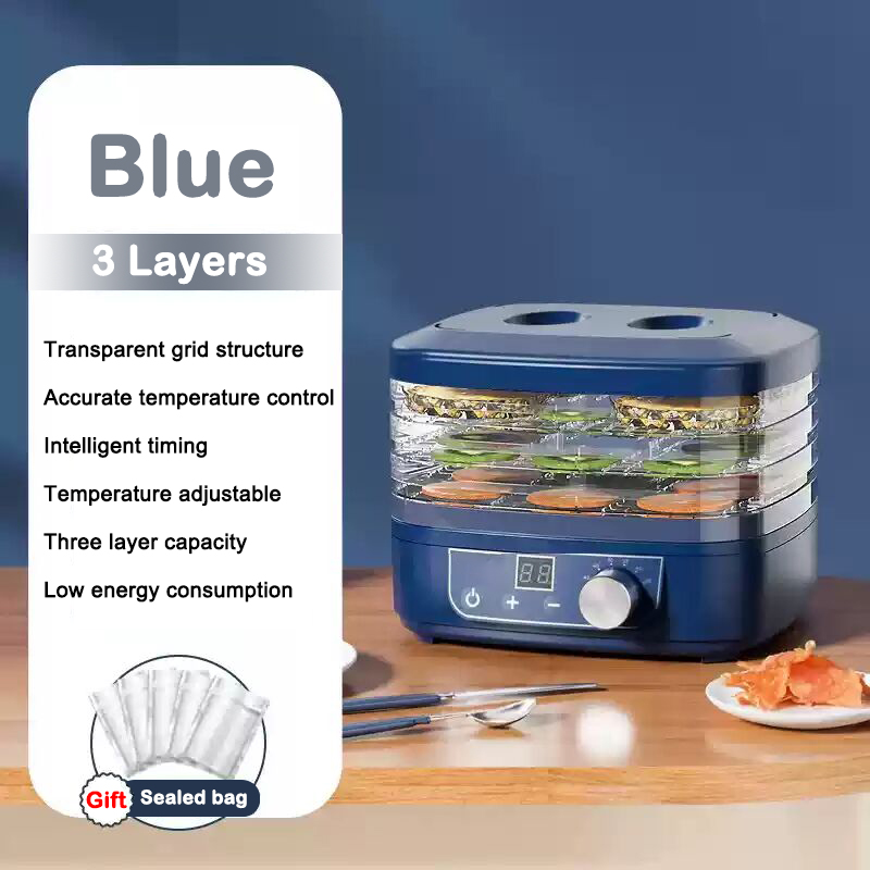 Secador de aire multifunción para frutas secas, máquina de secado de carne, verduras y hierbas, temporizador Digital, Control de temperatura, deshidratador de alimentos, 5 bandejas: Amarillo claro / 220 V