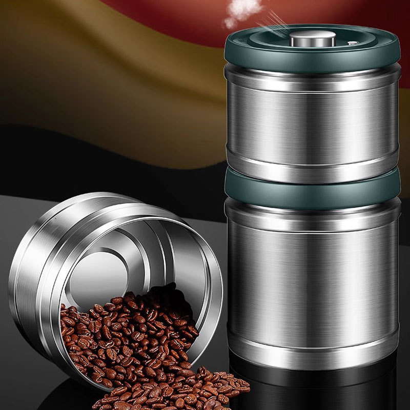 304 Stainless Steel Vacuum Food Grade Coffee Bean Sealed Jar Storage Containers for Grain, Snack, Sugar, Tea Kitchen Items