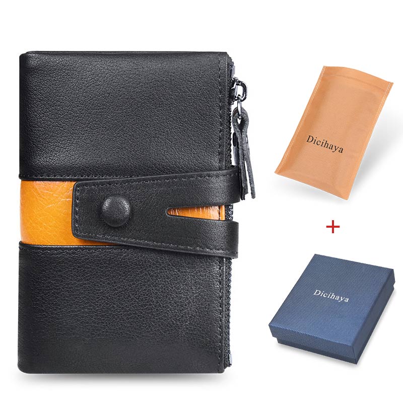 Prawdziwy Leathe portfel męski luksusowy Desig Bifold krótkie portfele męski Hasp portmonetka w starym stylu portmonetka wielofunkcyjny kieszeń na kartę: czarny