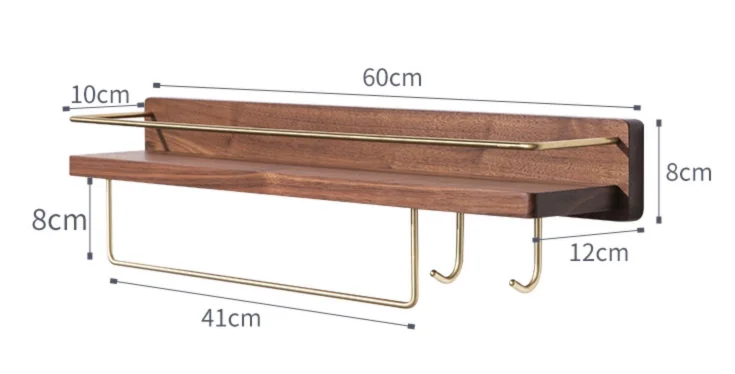 Håndklestativ i tre, rulleholder, veggmontert hylle, papir, baderomshenger, oppbevaring, toalett