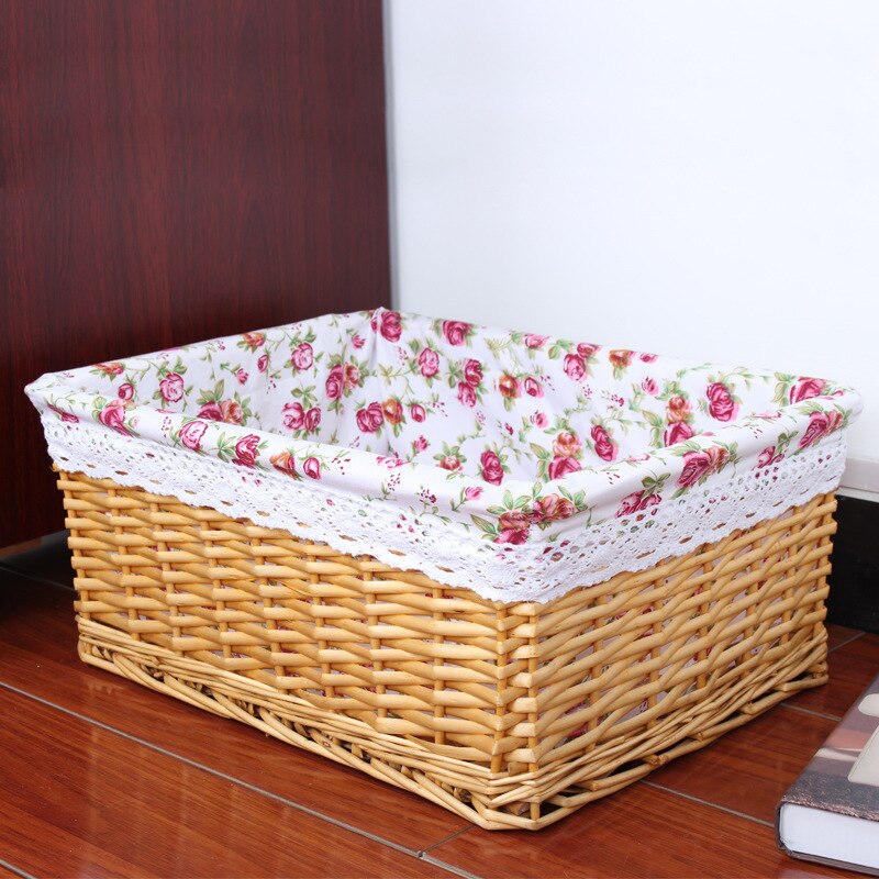 Bamboo Weaving Storage Basket Fruit Picnic Basket Rattan Storage Box For Cosmetics Snacks Tea Book Organizer Handiwork mx0117109: 03 / L(35x25x14cm)