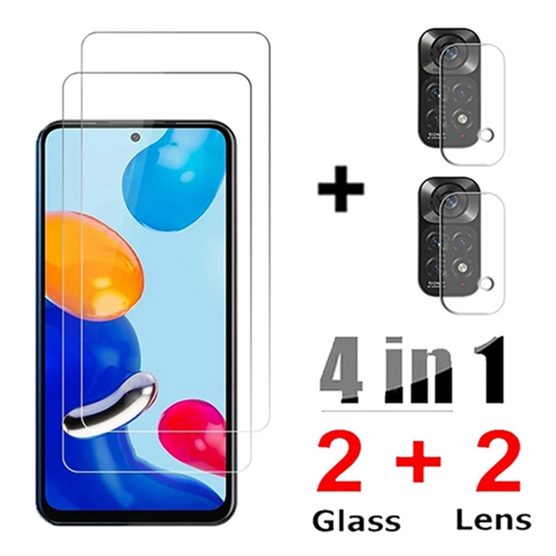 Protecteur d&#39;écran pour Xiaomi Redmi Note 11 Pro, en verre trempé 4 en 1, Film de protection d&#39;objectif d&#39;appareil photo
