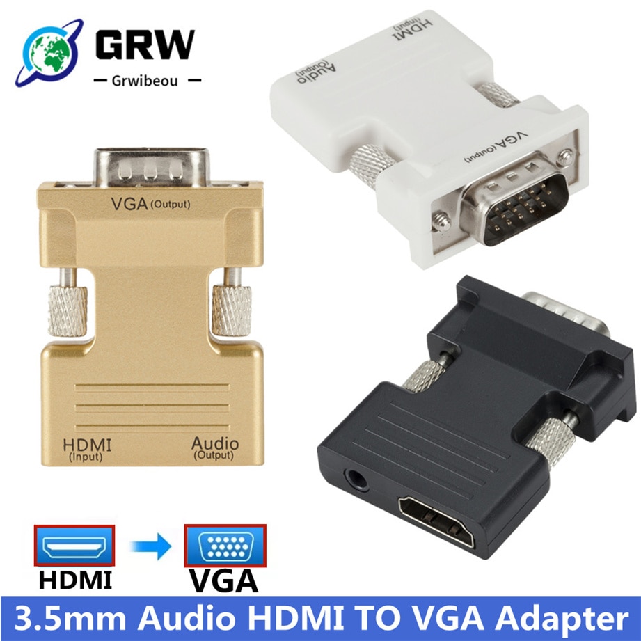 Hdmi-Compatibel Vrouwelijke Naar Vga Male Converter 3.5Mm Audio Kabel Adapter 1080P Fhd Video-uitgang Voor Pc laptop Tv Monitor Projector