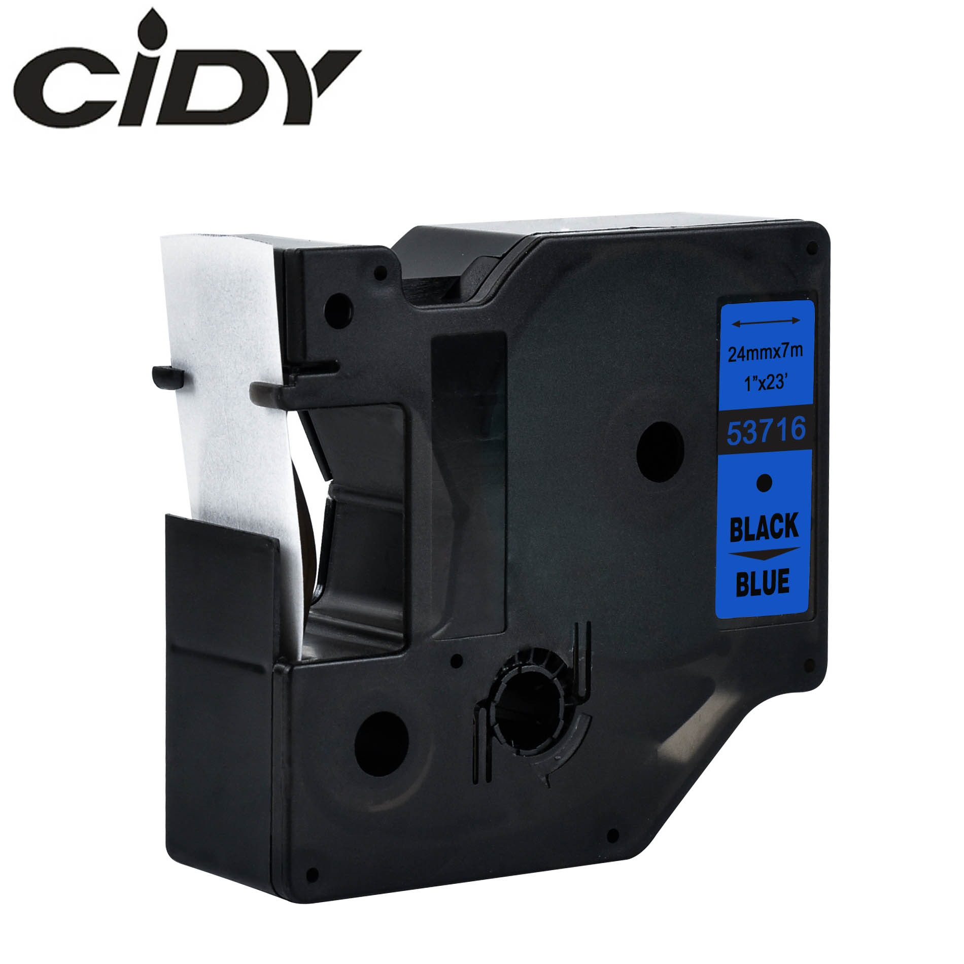 CIDY 1pcs 53713 53718 53710 Compatible 24MM black on white Dymo D1 Label Ribbons for Dymo Label Manager LM160 LM280 210 Dymo PNP: black on blue