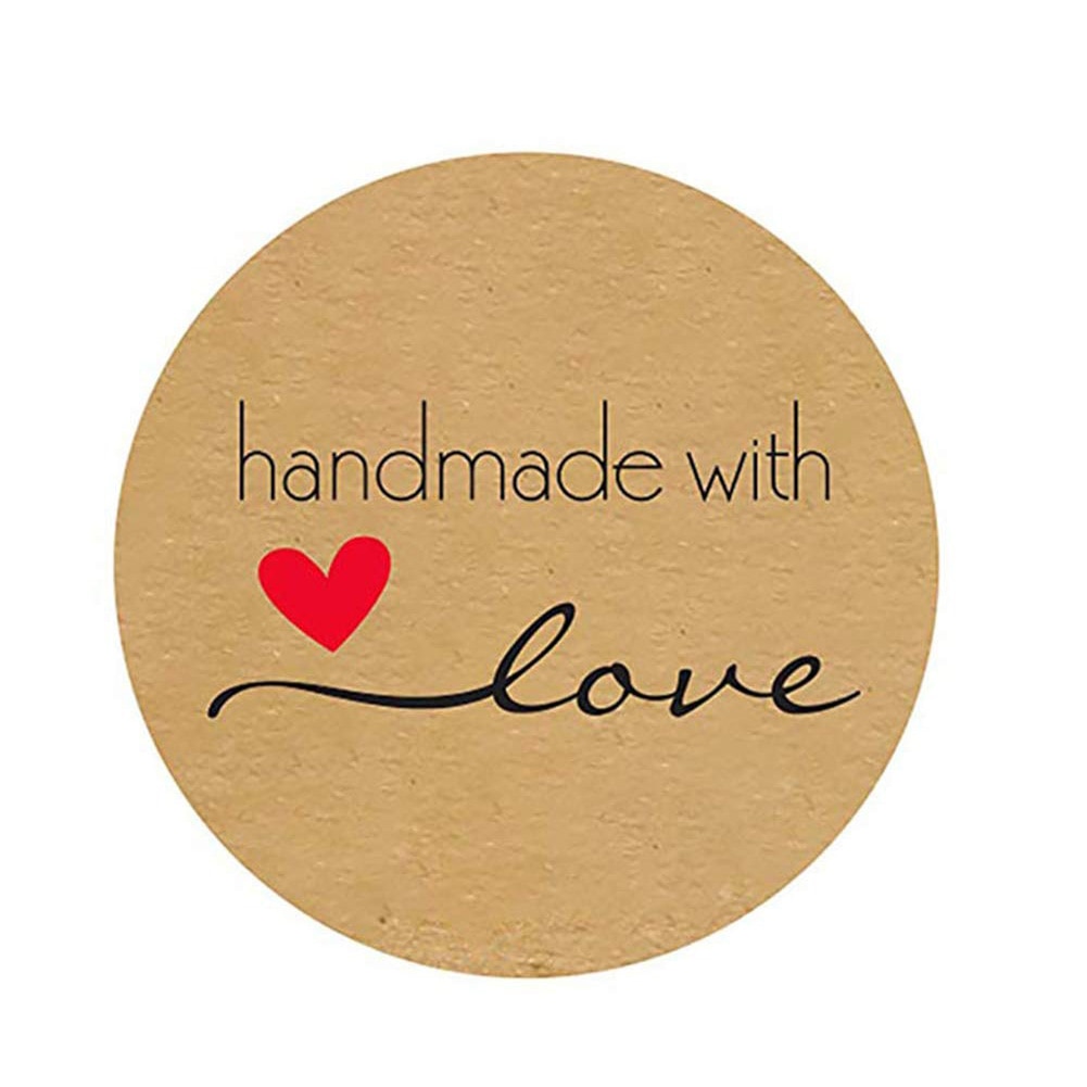 Valentinsdag klistermærker rundt "håndlavet med kærlighed" klistermærker forseglingsetiketter rulle klistermærke til pakke dekorere håndlavet klistermærke