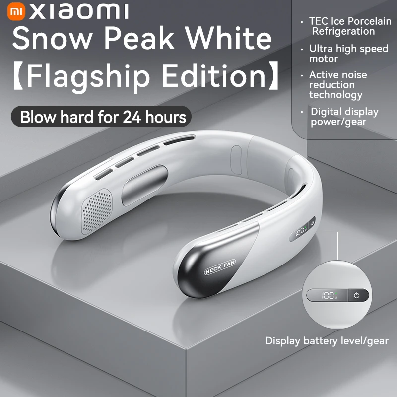 Xiaomi 8000mAh USB Appeso Al Collo Ventilatore Portatile Senza lama mini Ricaricabile Muto Schermo Digitale A portato Ventilatori Elettrici Dispositivo di Raffreddamento dell'aria Caldo: bianca