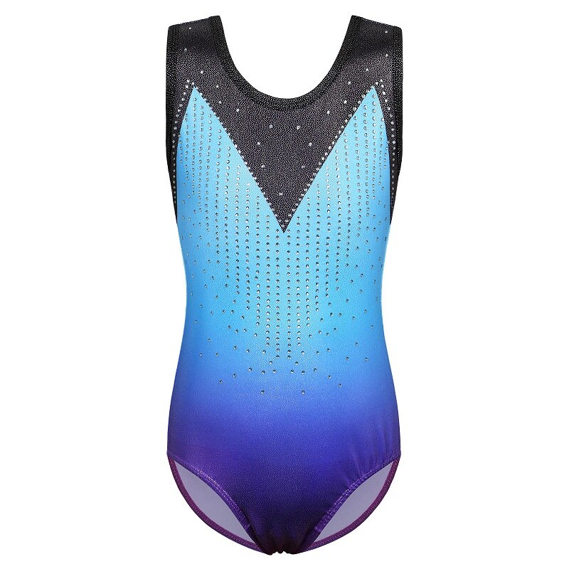 BAOHULU – justaucorps bleu dégradé pour filles, sans manches, costume de pratique de gymnastique, de ligne, tenue de danse, combinaison: B251 BluePurple / 10A