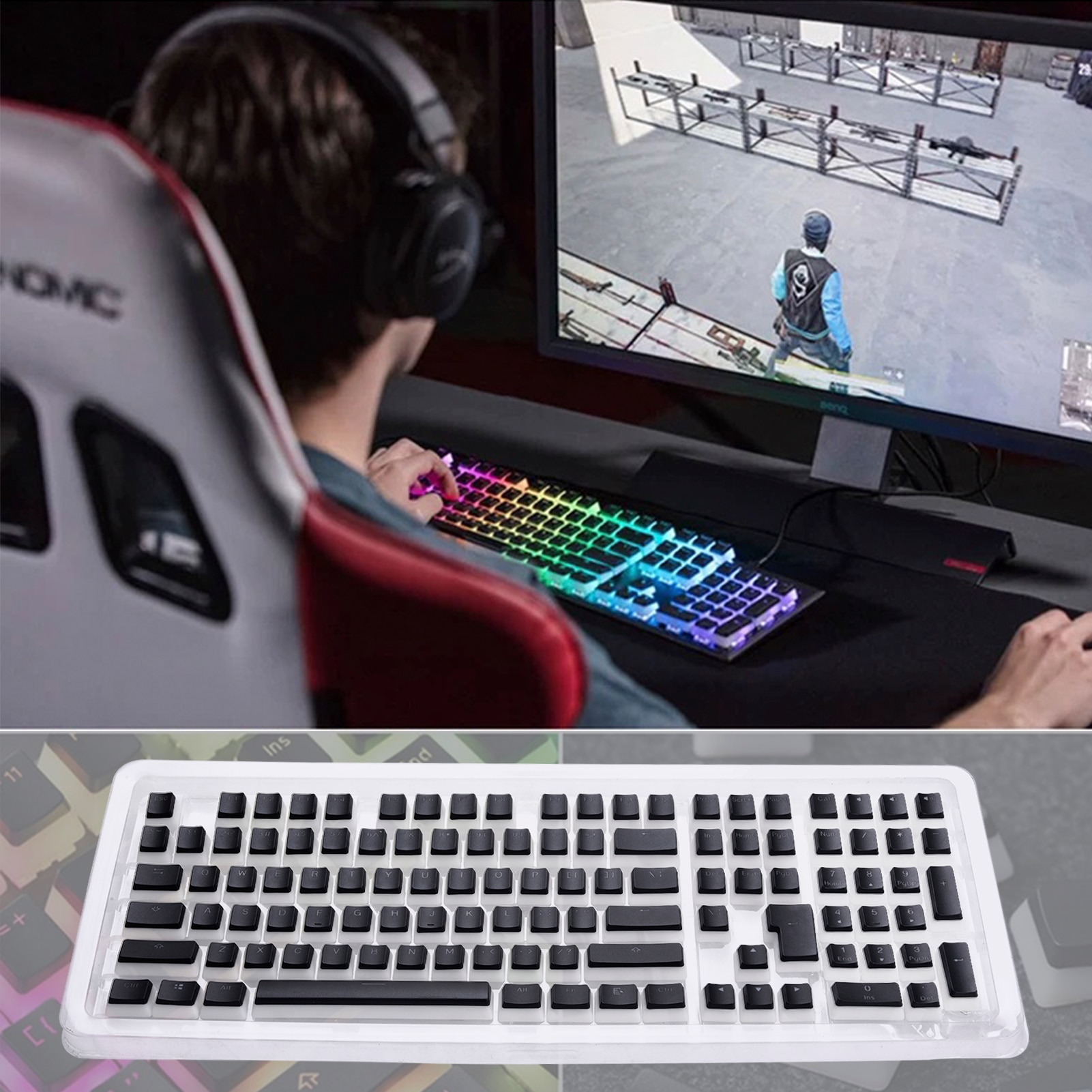 PBT Keycap Set With Translucent Layer For Mechanical Keyboards 104 Double Shot PBT Pudding Keycaps Keyset