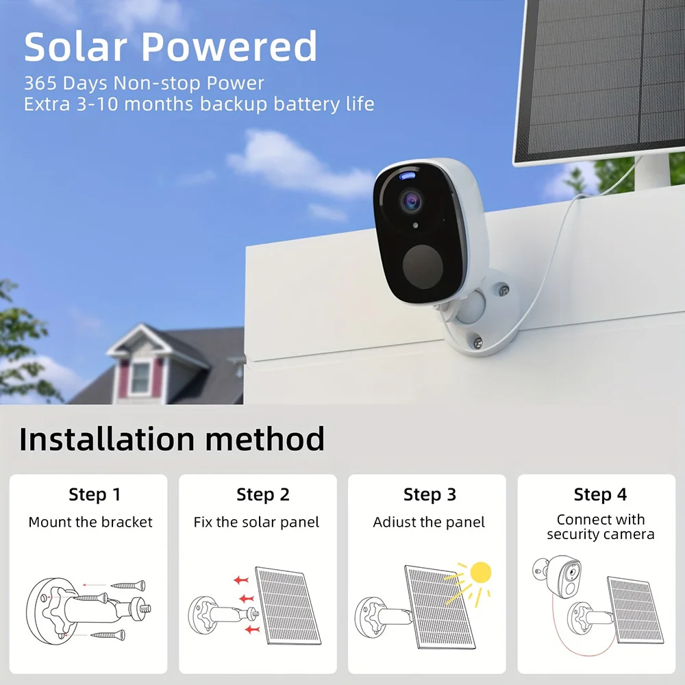 Draadloze Batterij Camera Wifi Buiten, Zonne-Energie Beveiliging Waterdicht Ip Cctv Indoor Ai Motion Detection Spotlight Sirene Alarm