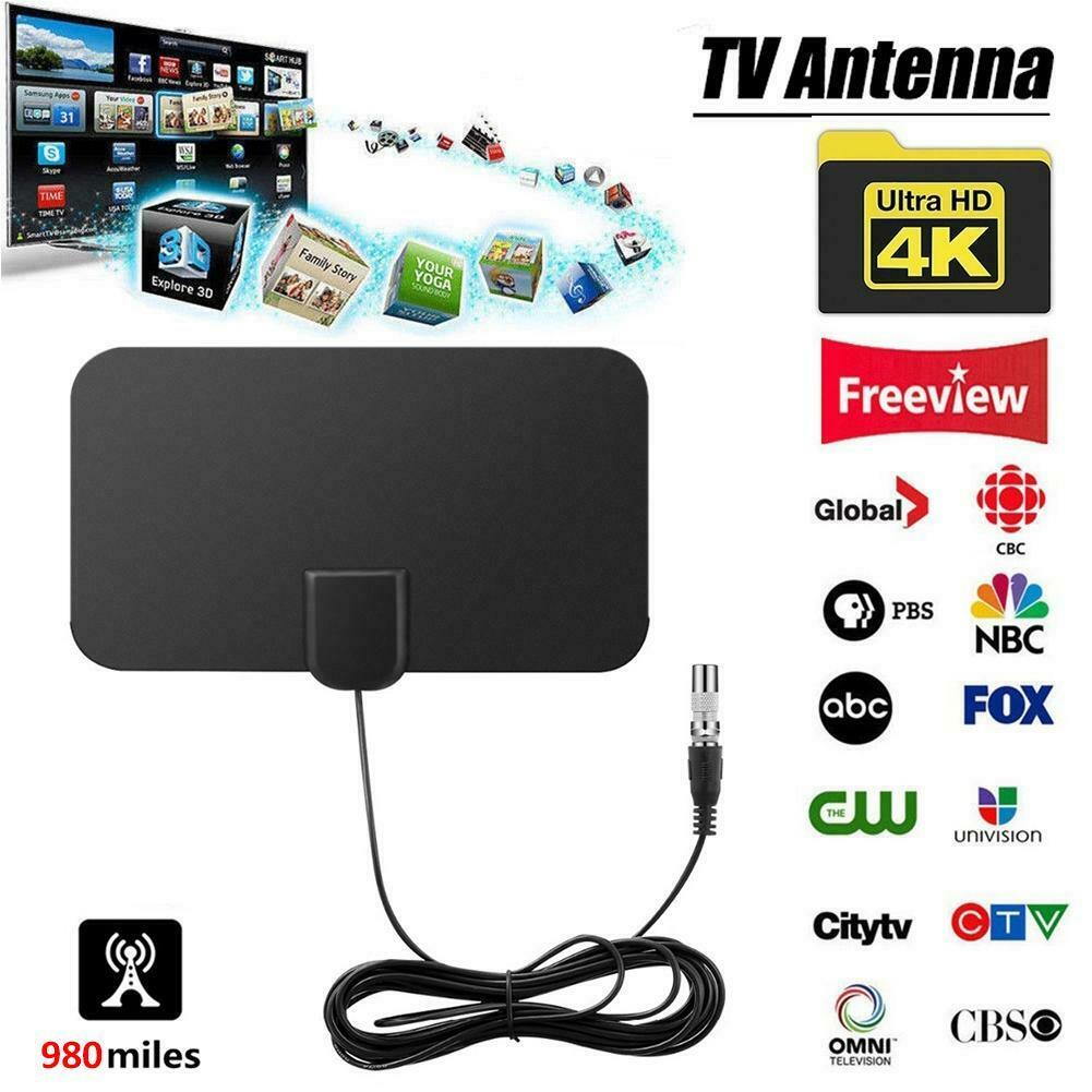 Mini TV mâle 50 Miles Booster actif intérieur HD antenne de télévision numérique antenne 25DB Ga-noir