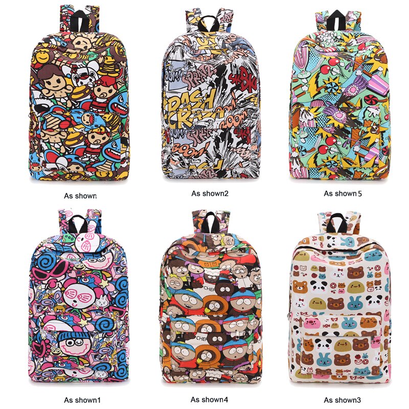 Cartoon Graffiti sac à dos toile femmes sac à bandoulière meilleur voyage adolescent fille garçons école sac à dos femme sac à dos sac à dos
