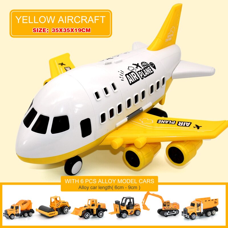 Simulazione Della Pista Inerzia Giocattolo Per Bambini Aeromobili di Grandi Dimensioni Passeggeri Aereo Aereo Di Linea Giocattolo di stoccaggio di Auto In Lega camion veicoli: yellow plane 6 theme