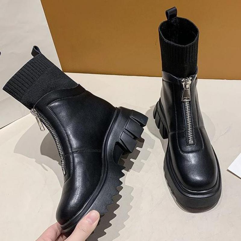 Botines de tacón alto informales para mujer, botas de tacón grueso con plataforma, estilo gótico, Punk, para invierno,