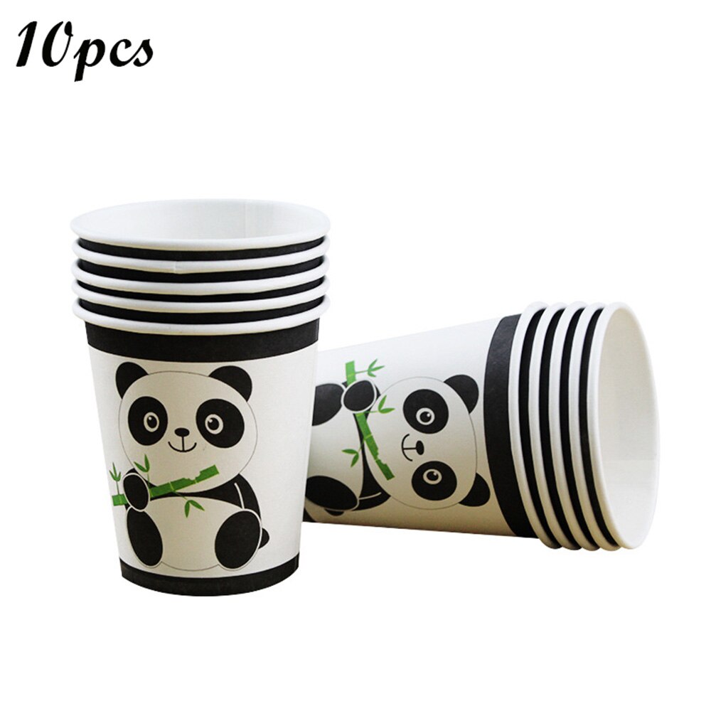 Cute Cartoon Panda Theme Tableware Birthday Party Disposable Plate Napkin Flags Cartoon Kids Favors Baby Shower Party Supplies: Cups
