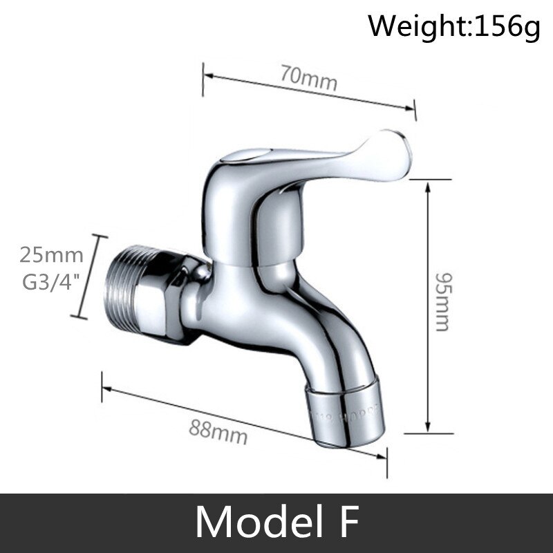 Modern Household Brass single cold tap Outdoor Faucet Garden Wall Bibcock Tap Bathroom Washing Machine mop taps DODI: Model F
