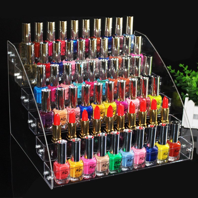 Meerlaags helder acryl nagellakrek, sieradenstandaard, bureaustandaard, lippenstift, parfumhouder, nagellak displayplank