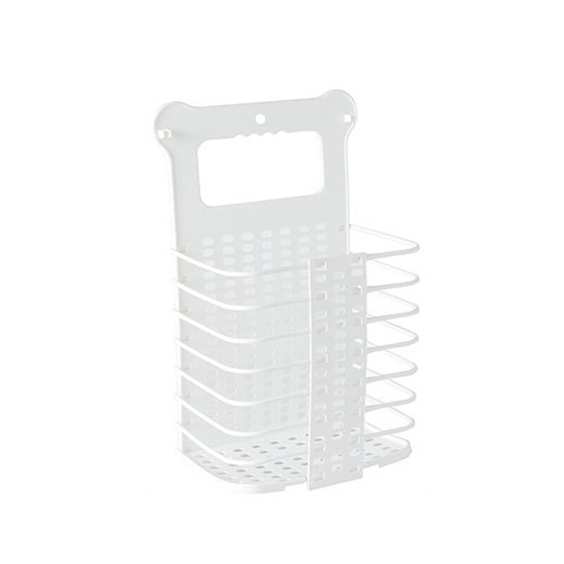 Cesta de almacenamiento de ropa sucia, cesta Flexible y plegable de PP montada en la pared, organizador de artículos diversos para el hogar: Large-White