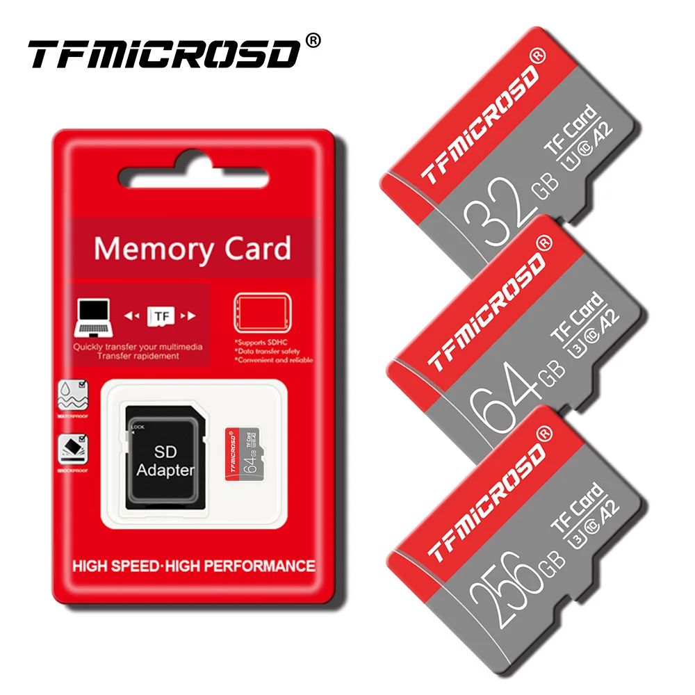 TFMICROSD 32GB U1 C10 Karta pamięci 64GB UHS-3 A2 mini karta SD szybka 25MB/S 128GB 256GB Karta TF do aparatów fotograficznych FD53676533