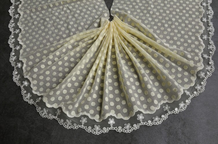 Borde de encaje 5 metros amarillo malla de gasa tul bordado tela cinta ropa vestido Material costura 17cm-26cm de ancho S5C224