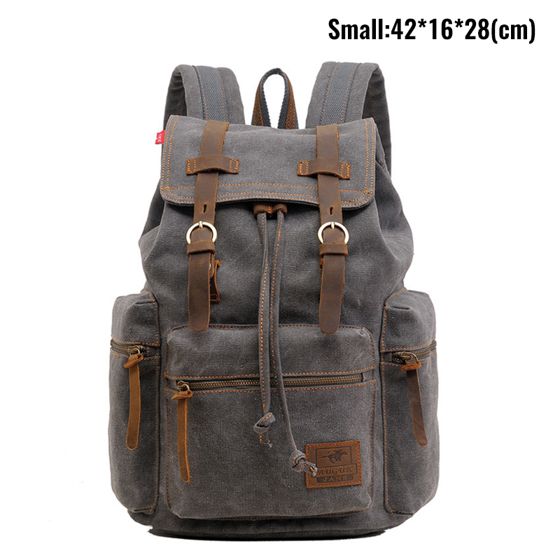 MARKROYAL Canvas Retro Men's Bag Backpack Suitable 14 Inch Laptop Bag Vintage 36-55L Wear-resistant Backpack Coffee Dripshipping: GRAY