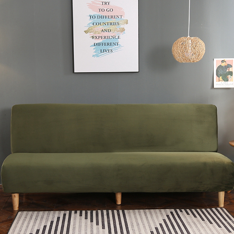 Sofa Cover Without Armrest Sofa Bed Solid Color Soft Plush Couch Cover Living Room with Elastic Band Stretch couch cover elastic: 3 / 180-220CM