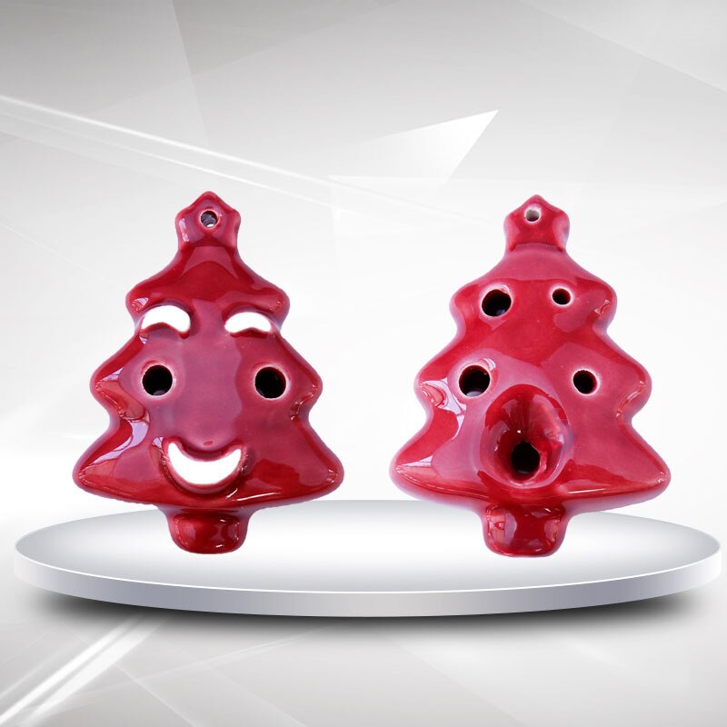 Ocarina 6 otwór kartonowa choinka bożonarodzeniowa porcelany flet dzieci początkujący instrument muzyczny