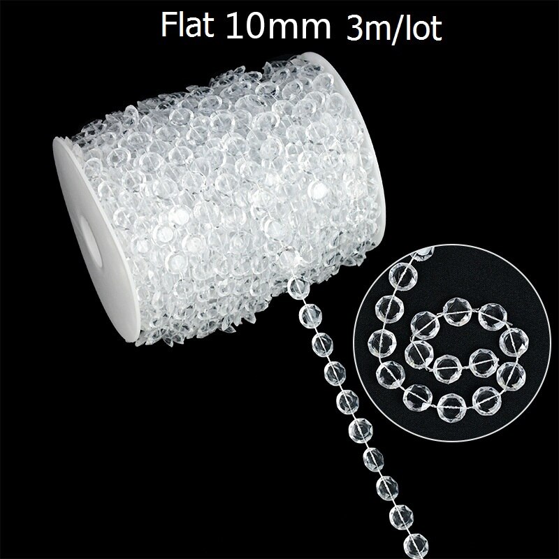 3M 4-10mm Garment Beads Chain Artificial Pearl String Line Handmade Accessories for DIY Wedding Decoration Imitation Pearl Beads: B06-10mm-clear-flat