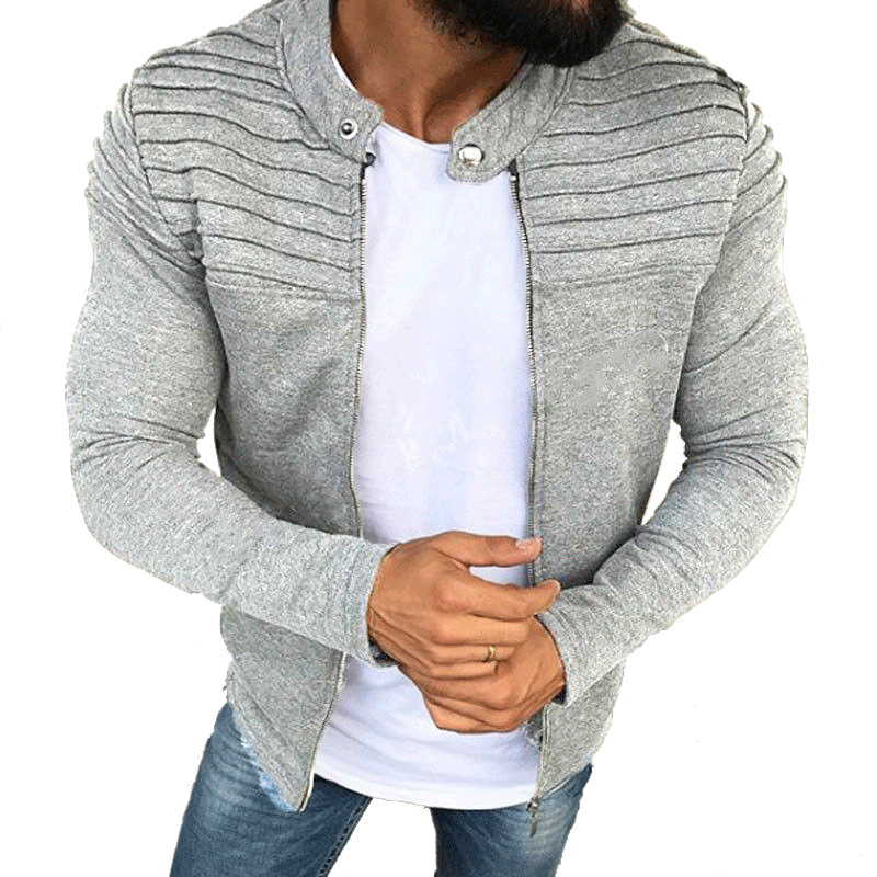 Chaquetas con cuello para hombre, sudaderas ligeras negras, cuello con cremallera completa, camisetas de manga larga con bolsillo, chaqueta prendas de vestir de otoño e invierno: XXL / Azul