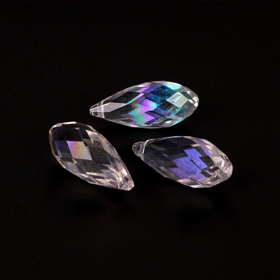 5pcs 12x25mm Charms Crystal Teardrop Bead Faceted Glass Beads Jewelry Womens Accessories Necklace Earring Pendants: Clear