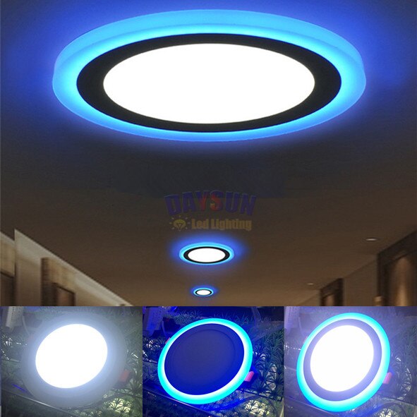 Superbright Led-paneel Licht Plafond Down Lamp 6 W 9 W 16 W 24 W Wit + Blauw Dual Kleuren Acryl Verzonken Verlichting Lampen