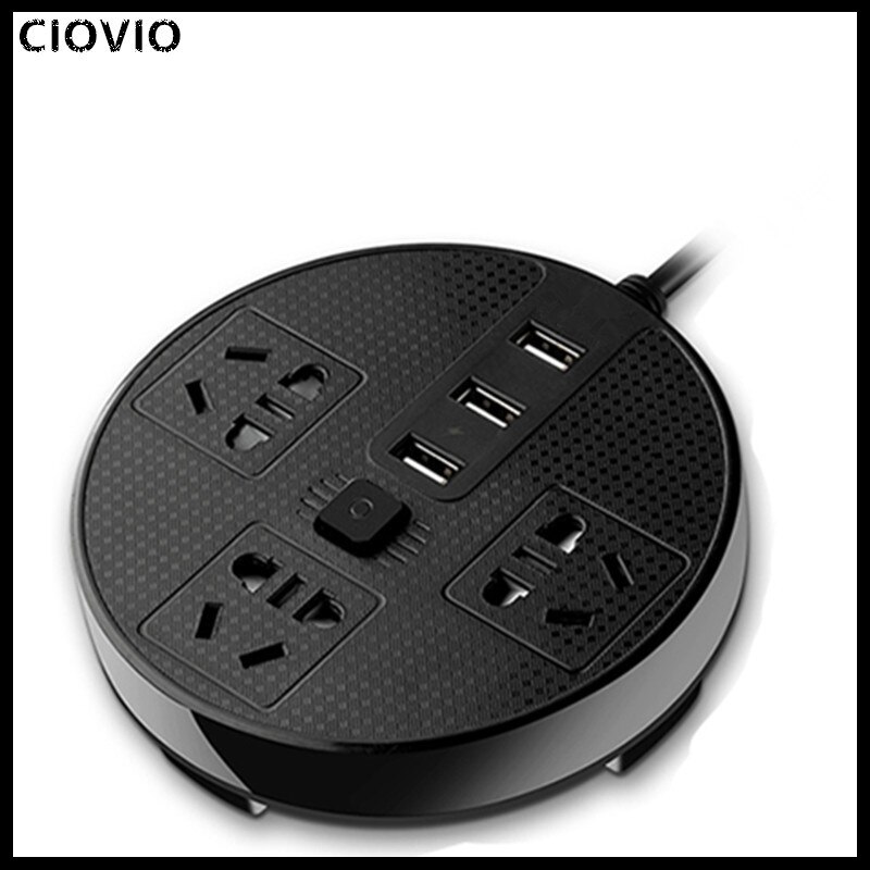 Gniazda elektryczne CIOVIO 3 kostki 3 płyta Usb porowata przejściówka robić gniazda płytka wtykowa z przewodem kablowym długa linia bezprzewodowy terminal domowy
