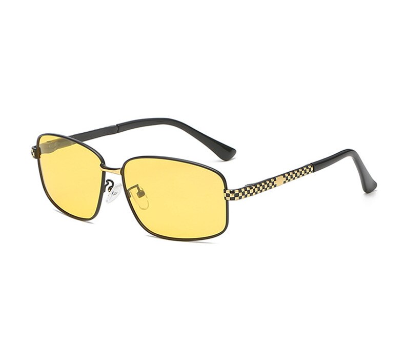 Kaixing polariserede kørebriller gule linser mænd kvinde vintage solbriller med briller tilbehør antirefleks  uv400: Nattesyn-sort
