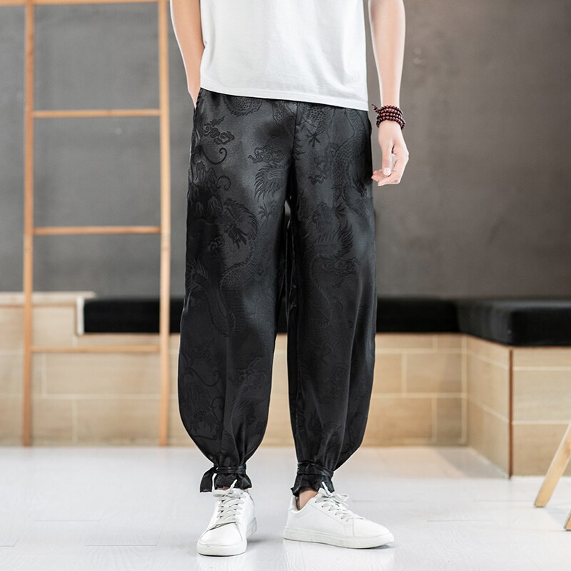 Heren Loose Fit Broek Met Modieuze Pocket Broek Mannen Corduroy Broek Elastische Taille Trekkoord Harembroek Baggy Casual Losse Hippie Lange Broek Met Mannen Effen Kleuren Broek Workout Atletische