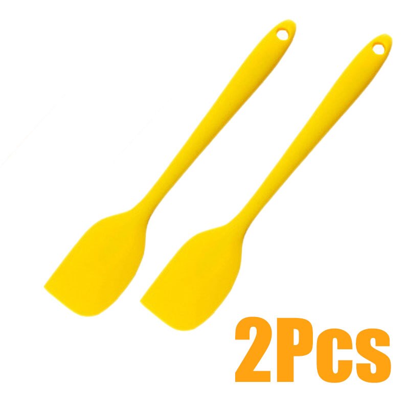 Silicone Kitchen Utensils Spatula Meat Egg Kitchen Scraper Pizza Cooking Tools Non-stick Shovel: Yellow 2pcs