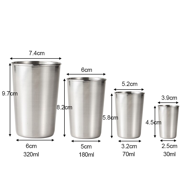 4 tipos 30ml/70ml/180ml/320ml aço inoxidável copo de vinho copos cerveja portátil café chá ao ar livre copo acampamento viagem conjunto: 180ml
