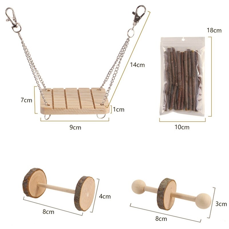 Juguetes para masticar para hámster, juego de dientes de madera Natural para el cuidado de cobaya, rata, accesorios para ejercicio de animales pequeños