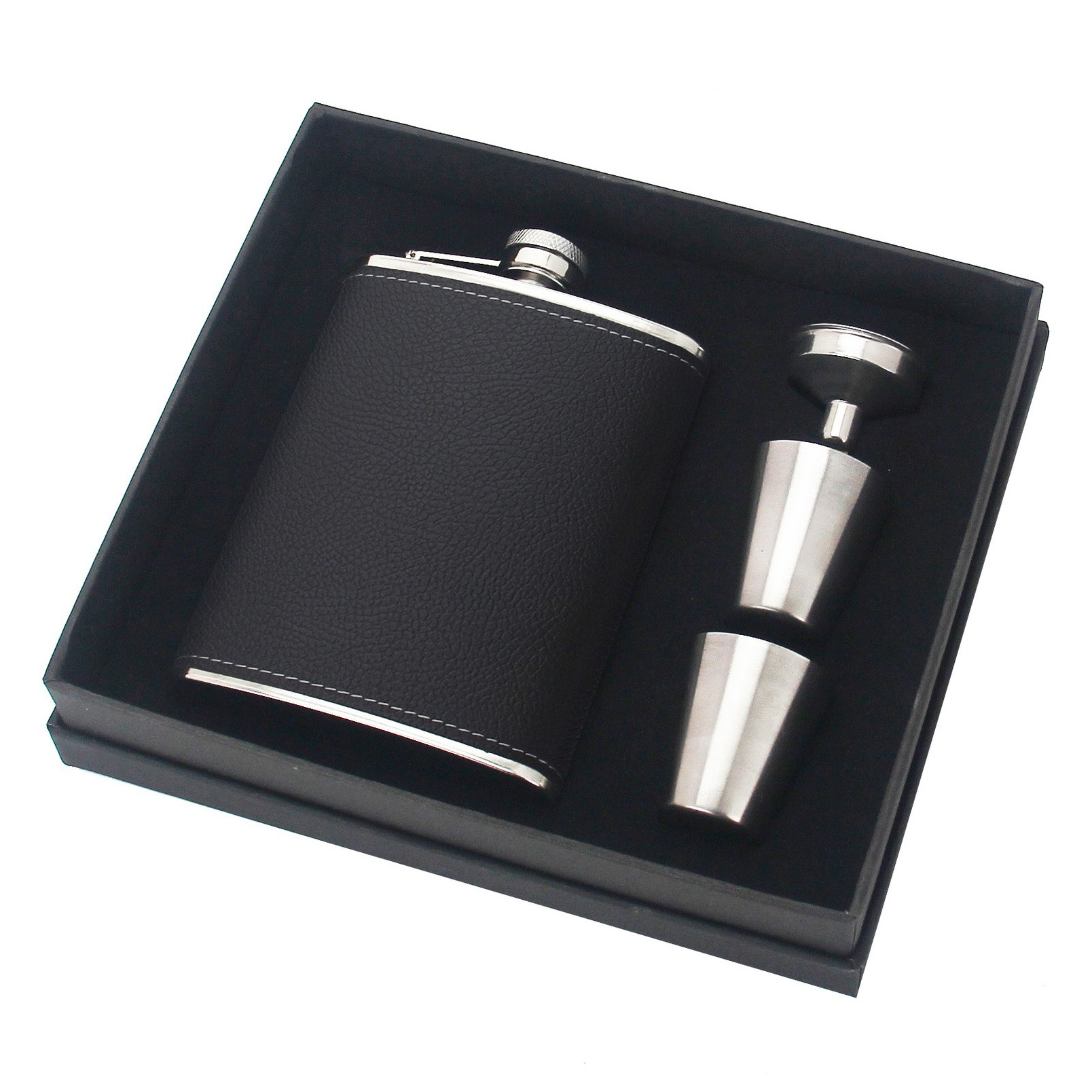8oz Rvs Heupfles met cup pen Trechter set Pocket Heupfles cadeaupakket Alcohol Whiskey Heupfles Schroefdop: violet