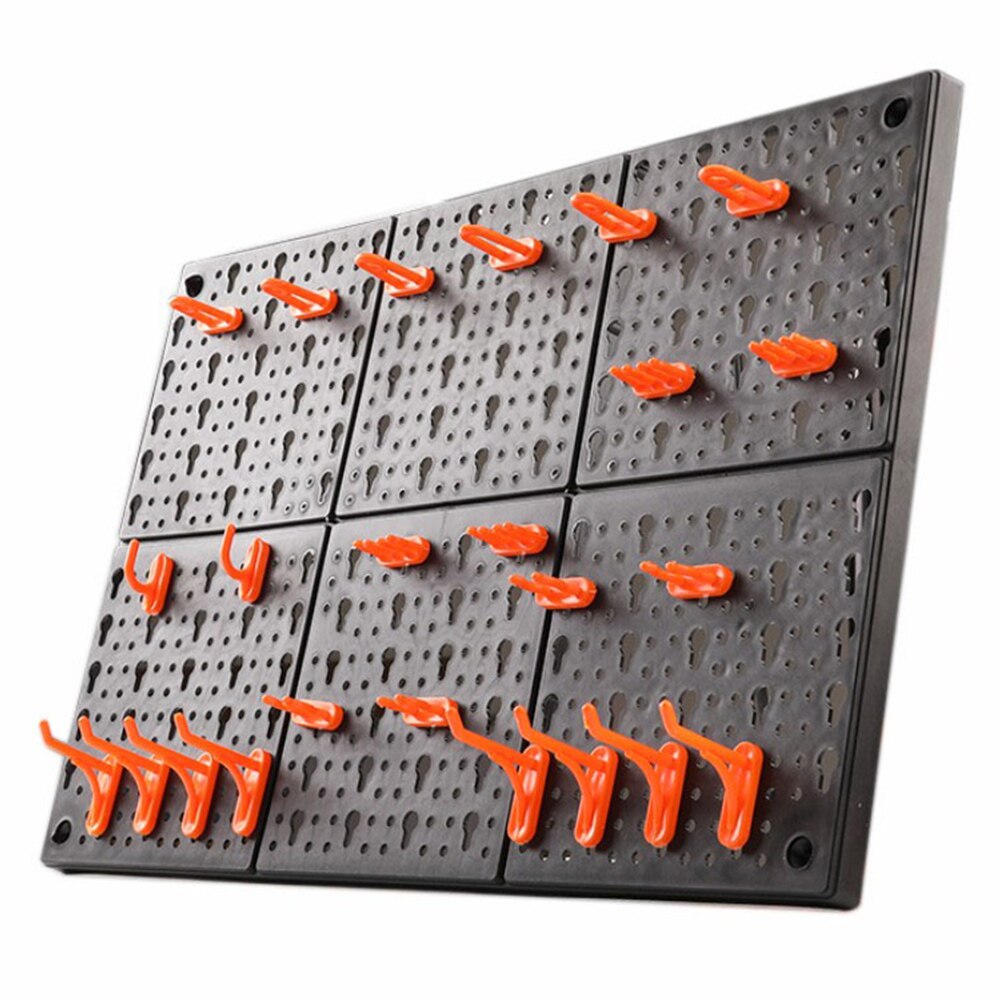 10pcs Plastic Wall-Mounted Hanging Board Hardware Tools Hanging Hole Plate Hook Parts Storage Box Garage Unit Shelf Tool Holder