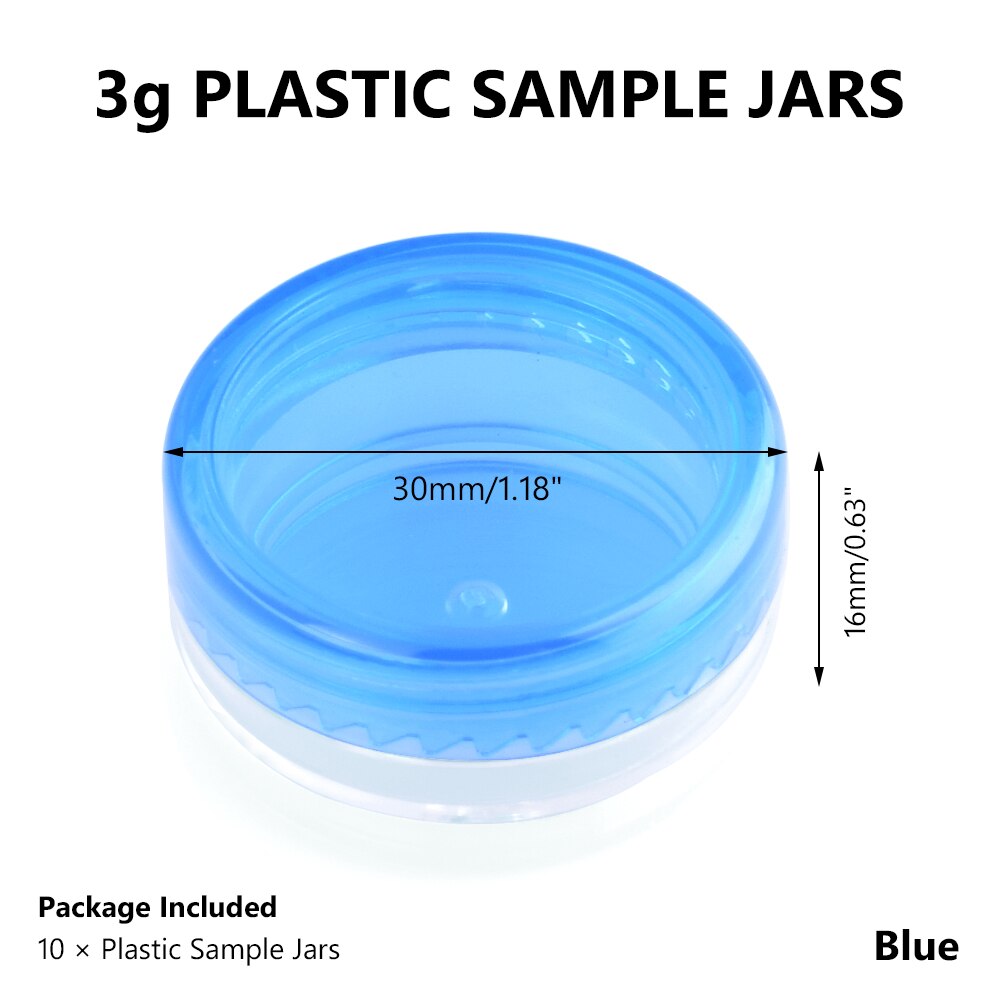 10pcs 3g/5g Empty Plastic Clear Cosmetic Jars Makeup Container Lotion Bottle Vials Face Cream Sample Pots Gel Box Plastic Sample: 3g Blue