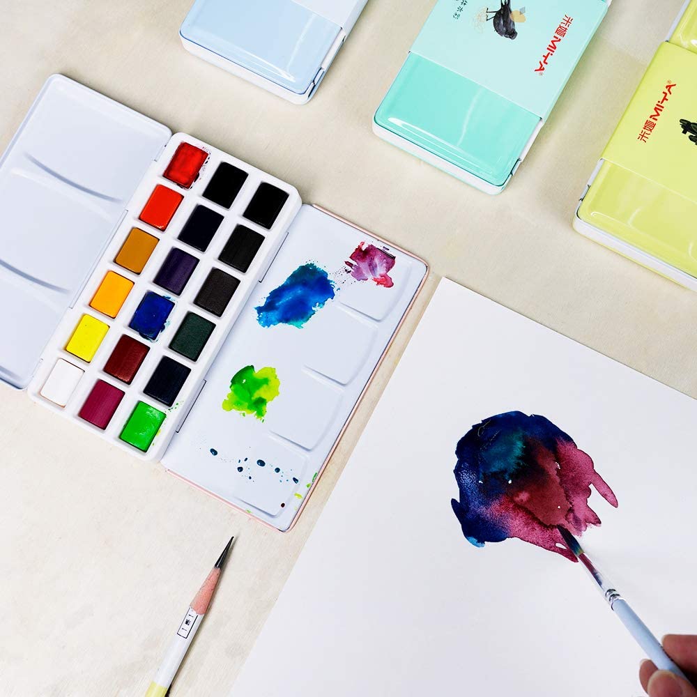 Miya Himi Water Kleur Effen Palet-Draagbare Reizen Aquarel Verf Kit Voor Beginners Kunstenaars Studenten