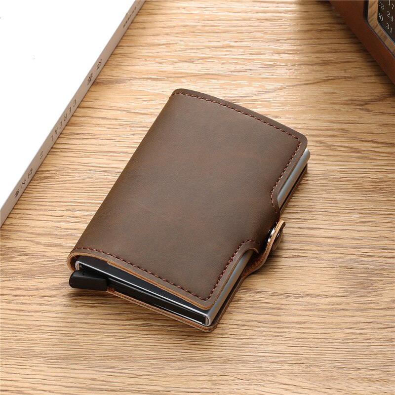 Zovyvol Pu Leather Credit Card Houder Card Case Vrouwen Mannen Rfid Portefeuilles Hasp Vintage Zaken Id Houder Enkele Doos Kleine portemonnees