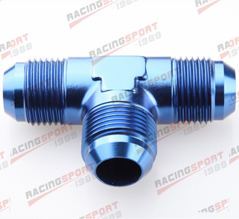 Adaptateur de raccord en t évasé mâle à mâle 10AN AN10 en aluminium noir/bleu: BLUE
