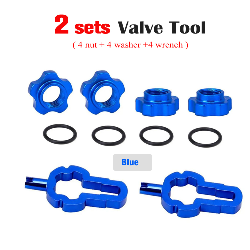 4 IN 1 Bicycle Vacumm Tubeless Presta Valve Nut Bike Nozzle Lock Tire Valve Rim Conversion Nut with Install Wrench: WHITE