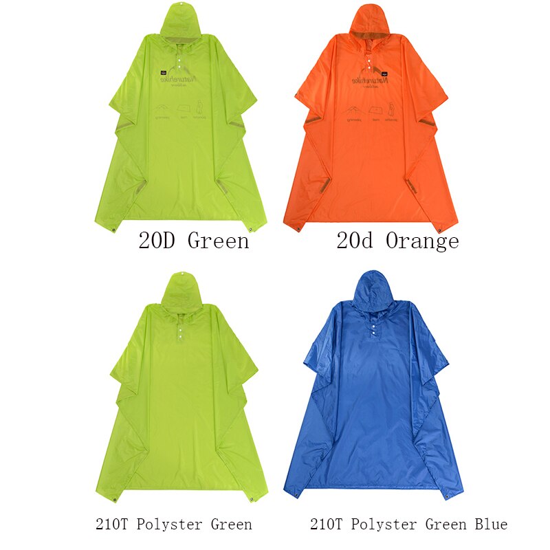 Naturehike 3 in 1 Hooded Rain Poncho Waterproof Raincoat Jacket for Men Women Adults Outdoor Camping Hiking Tent Mat NH17D002-M