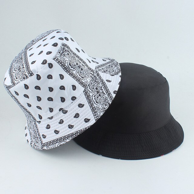 neue Koreanische Rosa Kuh Druck Eimer Hütte Frauen reversibel Angeln Kappe Bob Chapeau Herbst Sommer: Neu Jahrgang Weiß